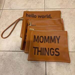 Miss Fong Leather Diaper Bag Organizing Pouches Set of 4 Brown